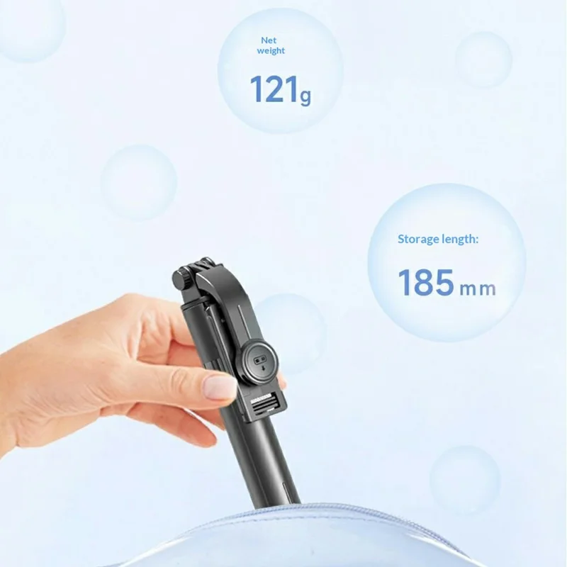 F01 Bluetooth-compatible 5.2 Wireless Remote Control Tripod Selfie Stick 6-Section Telescopic 360 Degree Rotation for Android iOS - Black