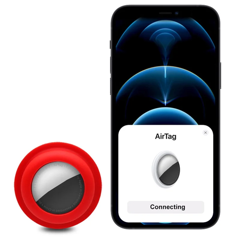 Custodia protettiva in silicone adesiva compatibile Bluetooth Anti-lost per Apple AirTag - Verde luminoso