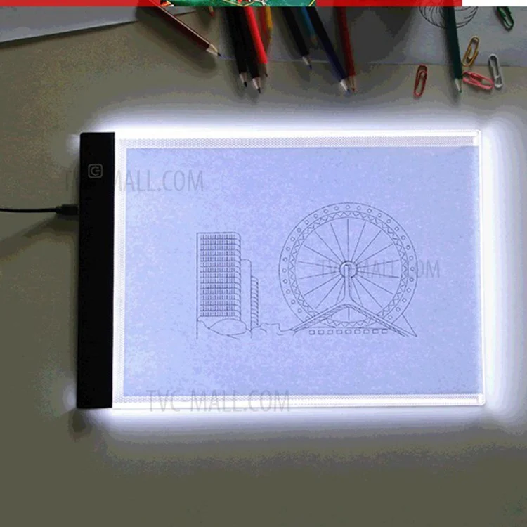 A4-F-T LED Light Box Copy Board USB Powered Adjustable Brightness Tracing Sketching Pad (335x233mm) - Stepless Dimmable