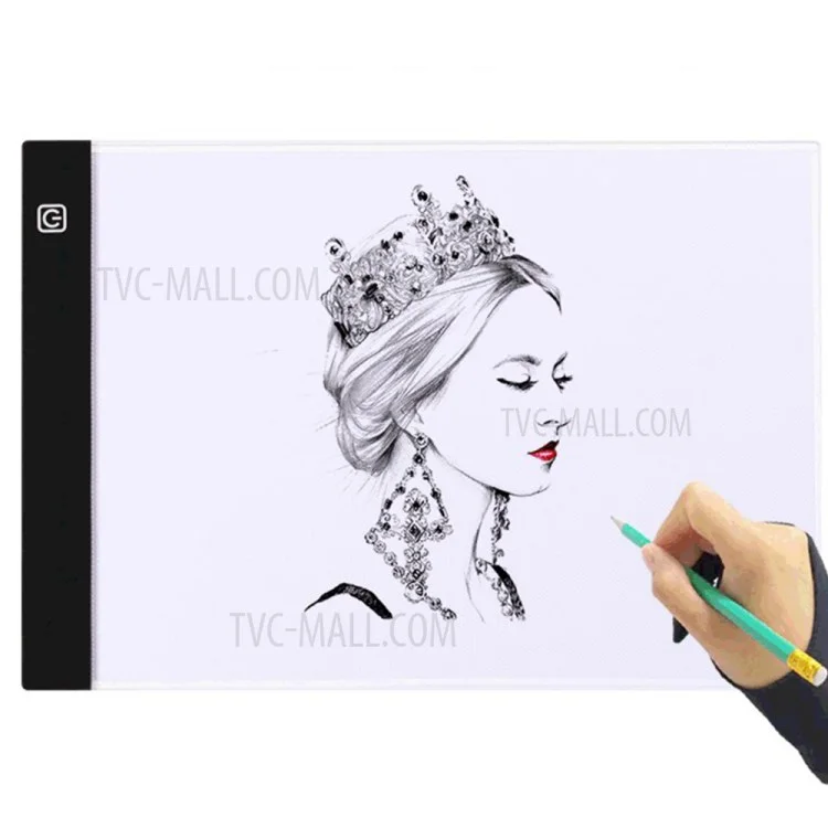 A4-F-T LED Light Box Copy Board USB Powered Adjustable Brightness Tracing Sketching Pad (335x233mm) - Stepless Dimmable