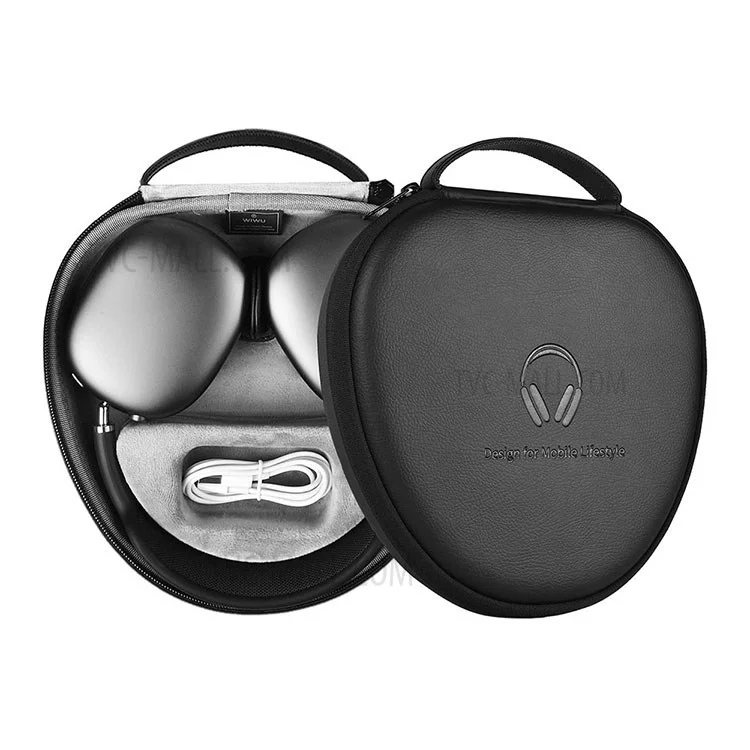 WIWU Portable Ultrathin Headset Storage Bag Plush Lining Earphone Headphone Protective Case for AirPods Max - Black