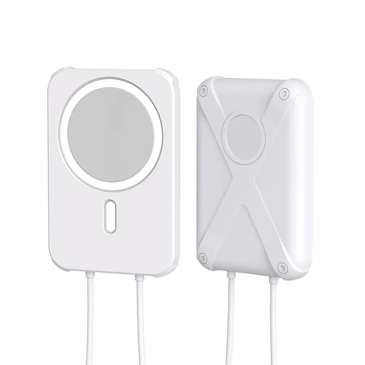 Armor Style Silicone Case Shell Protective Cover Compatible with MagSafe External Battery Magnetic Charger - White