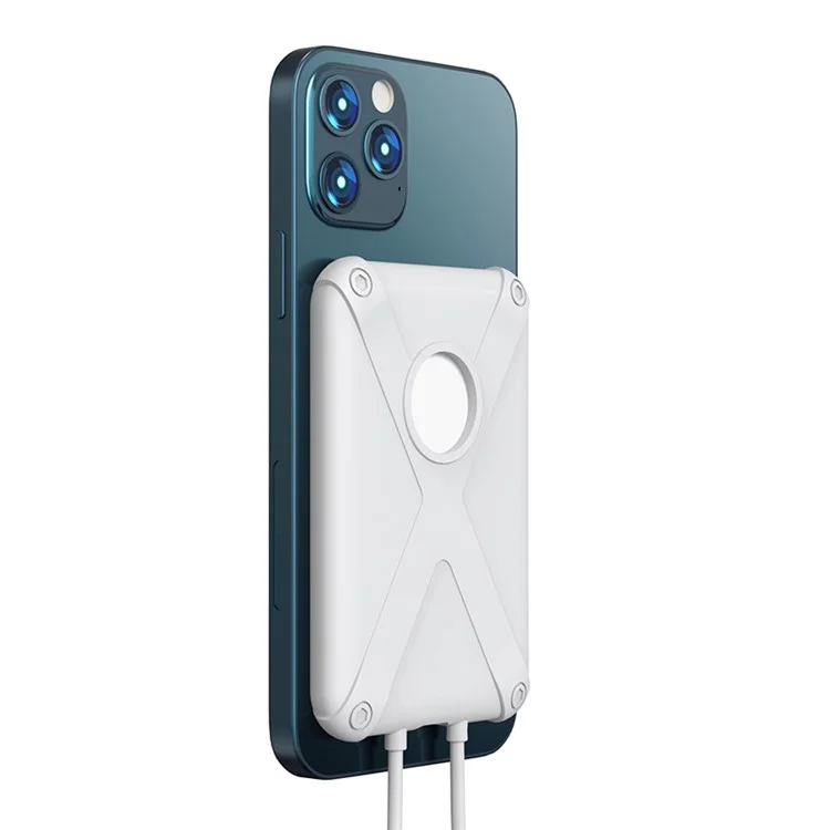 Rüstungsstil Silikongehäuse Mantel Schutzabdeckung Für Apple Magsafe Externes Batterie Magnetische Ladegerät - Weiß