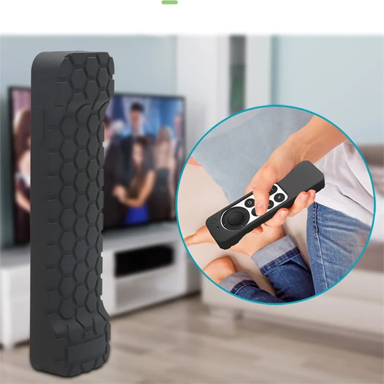 2 piezas/juego Cubierta protectora de silicona blanda anti-caída para Apple TV 4K 2021 - Negro 