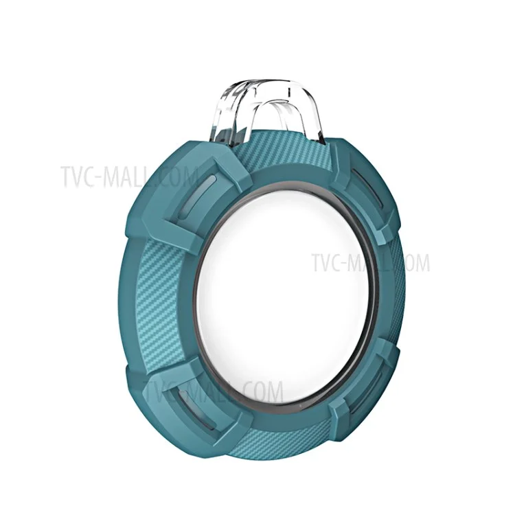 Carbon Fiber Anti-Scratch Silicone Protective Case Cover with Ring Buckle for Apple AirTag Bluetooth-compatible Locator - Green