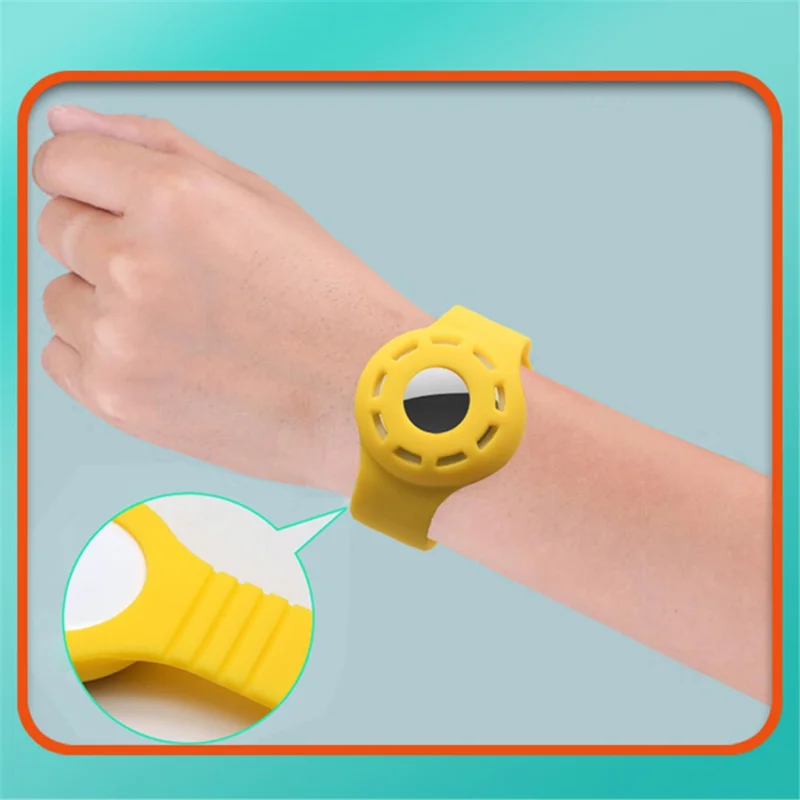 Watch Band Design Anti-Lost Protective Cover Case Kids Silicone Wrist Strap for Apple AirTag Tracker - Midnight Blue