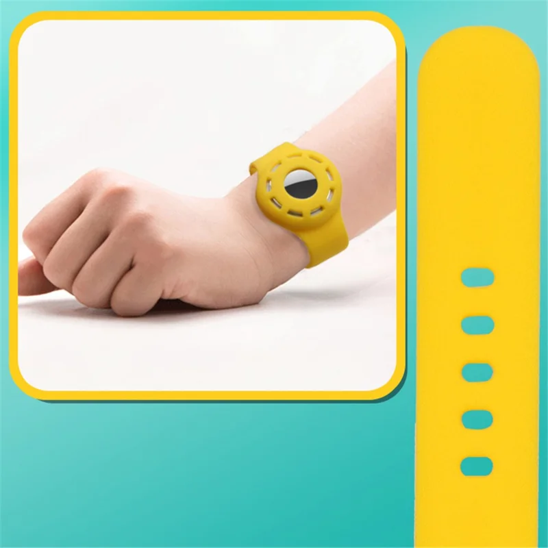 Watch Band Design Anti-Lost Protective Cover Case Kids Silicone Wrist Strap for Apple AirTag Tracker - Midnight Blue