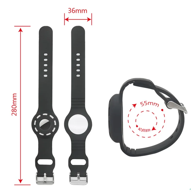Watch Band Design Anti-Lost Protective Cover Case Kids Silicone Wrist Strap for Apple AirTag Tracker - Midnight Blue
