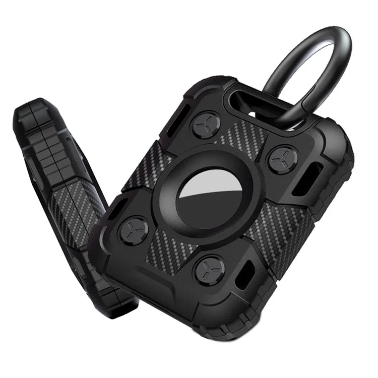 TPU Skin Armor Protective Case Anti-Lost Dispositif Avec Boucle D'anneau Pour AirTag Bluetooth Locator - Blanche