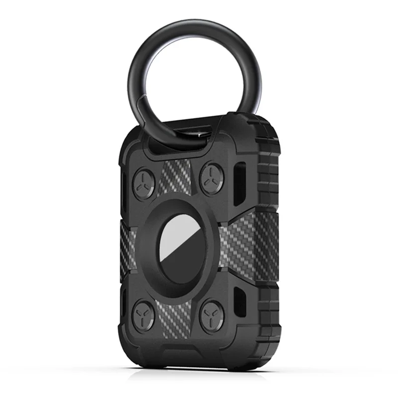 TPU Skin Armor Protective Case Anti-Lost Device with Ring Buckle for Apple AirTag Bluetooth-compatible Locator - Black
