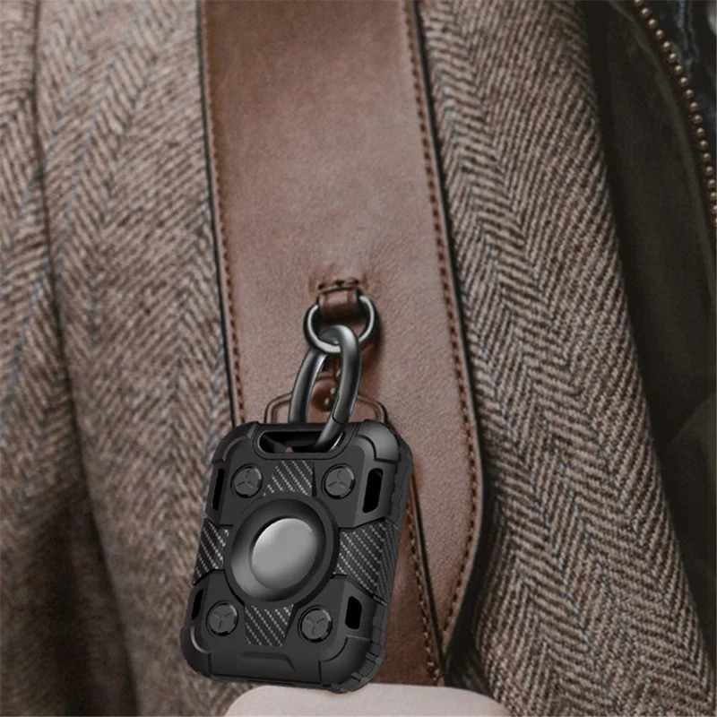 TPU Skin Armor Protective Case Anti-Lost Device with Ring Buckle for Apple AirTag Bluetooth-compatible Locator - Black