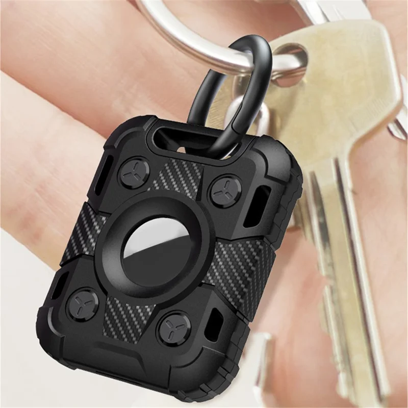 TPU Skin Armor Protective Case Anti-Lost Device with Ring Buckle for Apple AirTag Bluetooth-compatible Locator - Grey