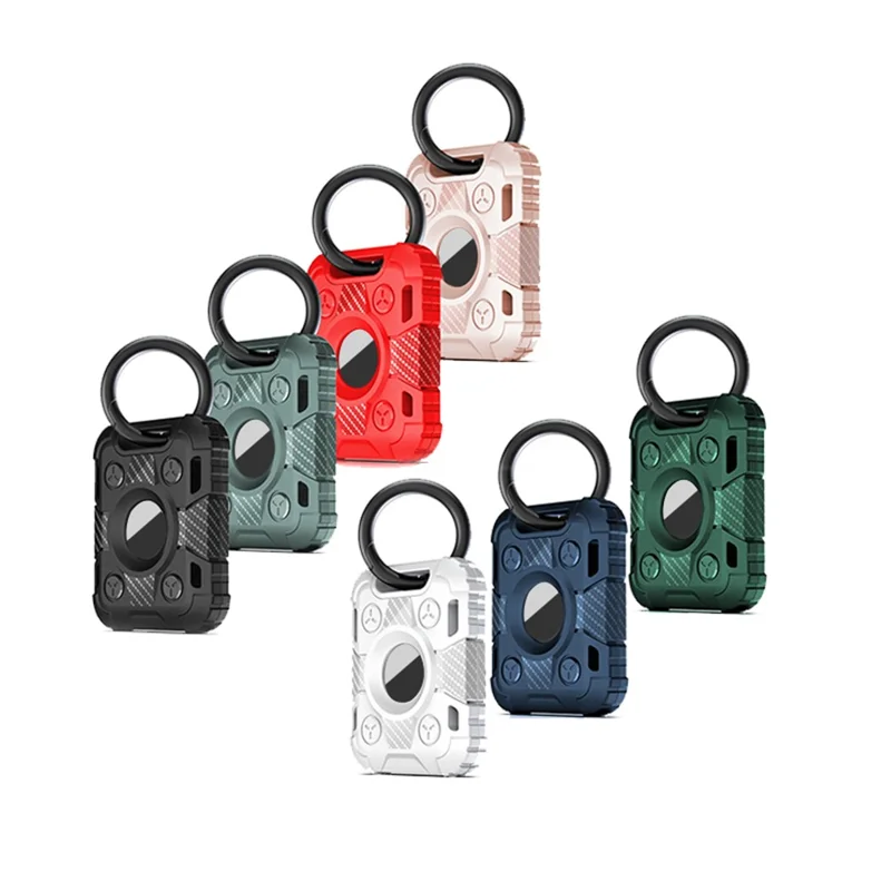 TPU Skin Armor Protective Case Anti-Lost Device with Ring Buckle for Apple AirTag Bluetooth-compatible Locator - Grey