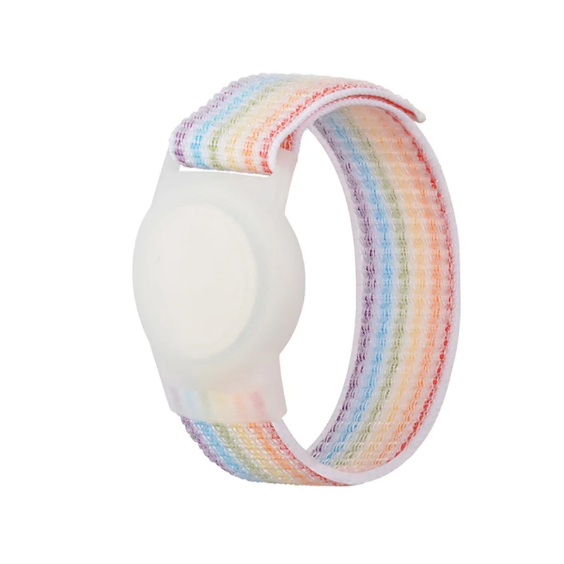 For Apple AirTag Tracker Anti-Lost TPU Protective Case Watch Band Design Loop Nylon Bracelet Strap - Seven Colors/S