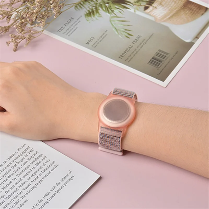 For Apple AirTag Tracker Anti-Lost TPU Protective Case Watch Band Design Loop Nylon Bracelet Strap - Seven Colors/S