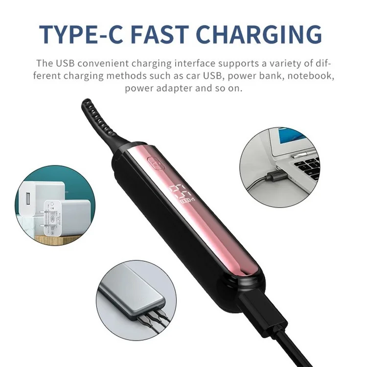 Kekesu K-cu-s23 Curler Chauffé Curler Type-C Type-C Rechargette Ceelles Électriqu - le Noir