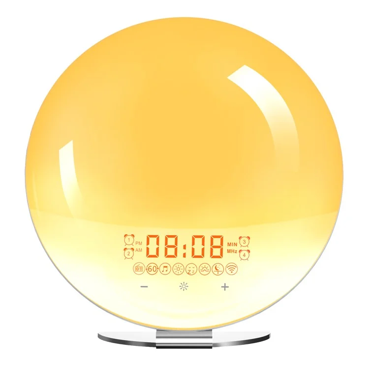 SH-02S Sunrise Sunset Simulation Smart WiFi Wake Up Light App Voice Control Alarm Clock FM Radio Bedside Lamp - US Plug