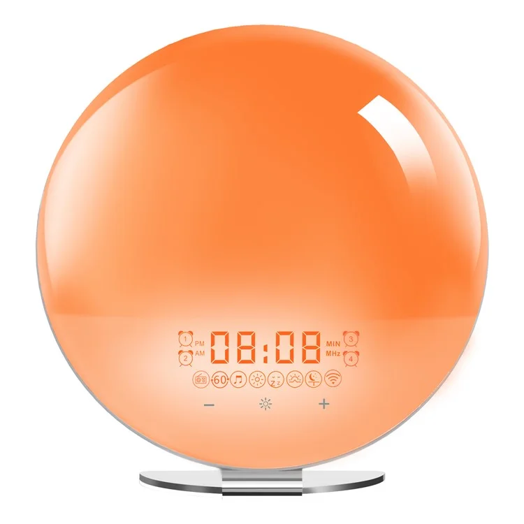 SH-02S Sunrise Sunset Simulation Smart WiFi Wake Up Light App Voice Control Alarm Clock FM Radio Bedside Lamp - US Plug