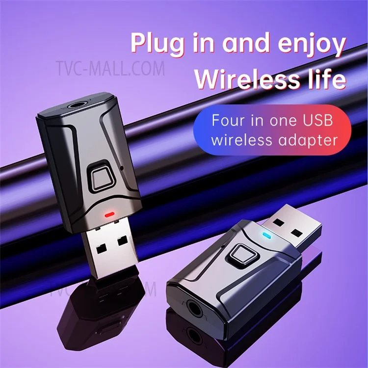 T18 USB Bluetooth 5.0 Receptor de Áudio Transmissor 4 em 1 Mini 3,5 mm Jack Aux RCA Adaptador Sem Fio de Música Estéreo Para Carro de TV