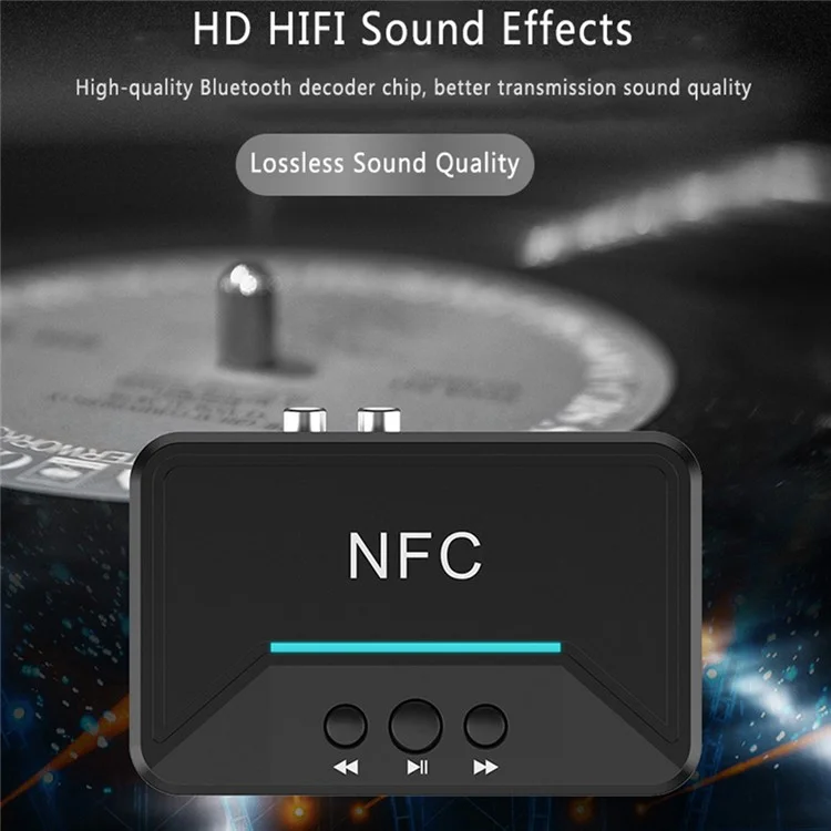 BT200 NFC 5.0 Bluetooth-compatible Receiver A2DP AUX 3.5mm RCA Jack USB Smart Playback Stereo Audio Wireless Adapter for Car Kit Speaker