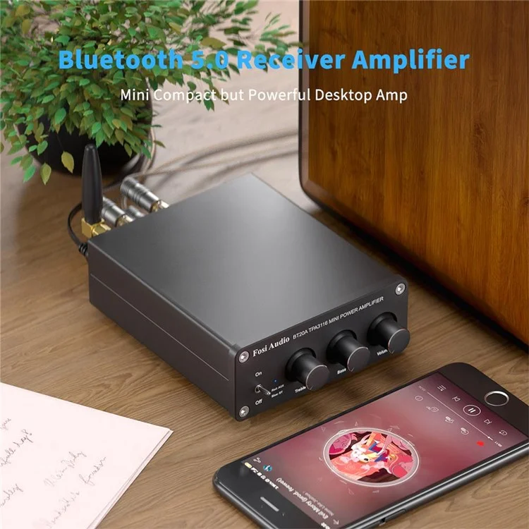 FOSI BT20A 100W Mini Audio Power Amplifier HiFi Sound Stereo Amplifier for Home Theater (Without Power Adapter) - Black/19V