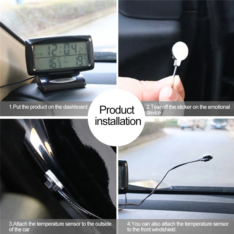 SH-350 Car Thermometer Digital Alarm Clock Auto Vehicles Temperature Gauge with Backlight Car Accessories