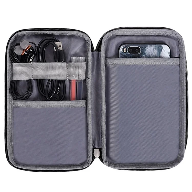 CANVASARTISAN H11-S21 Diamond Pattern Printed Electronics Digital Accessories Polyester Storage Bag Pouch for USB Data Cable Headphone Charger
