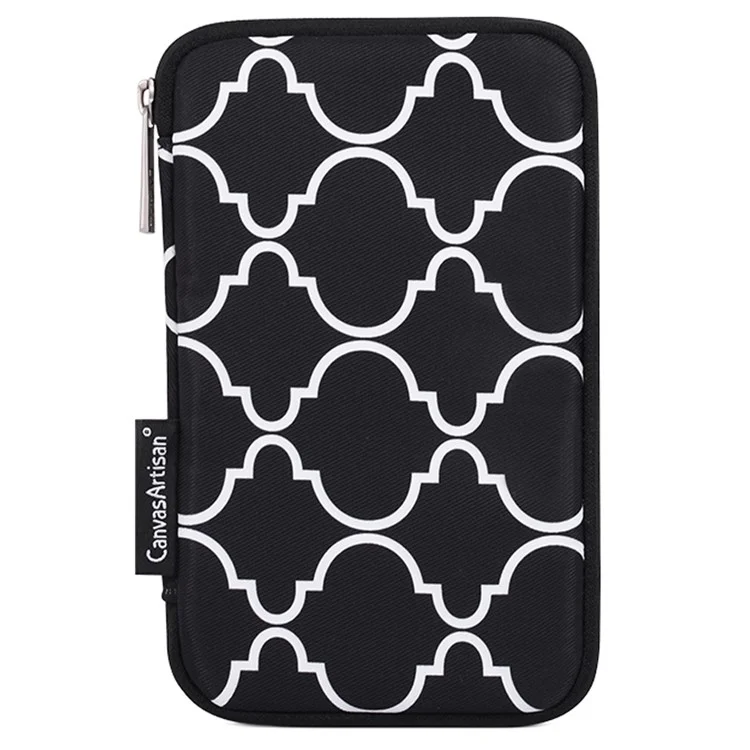 CANVASARTISAN H39-S21 Polyester Grid Texture Printed Electronics Digital Accessories Storage Bag Pouch for USB Data Cable Headphone Charger - Black