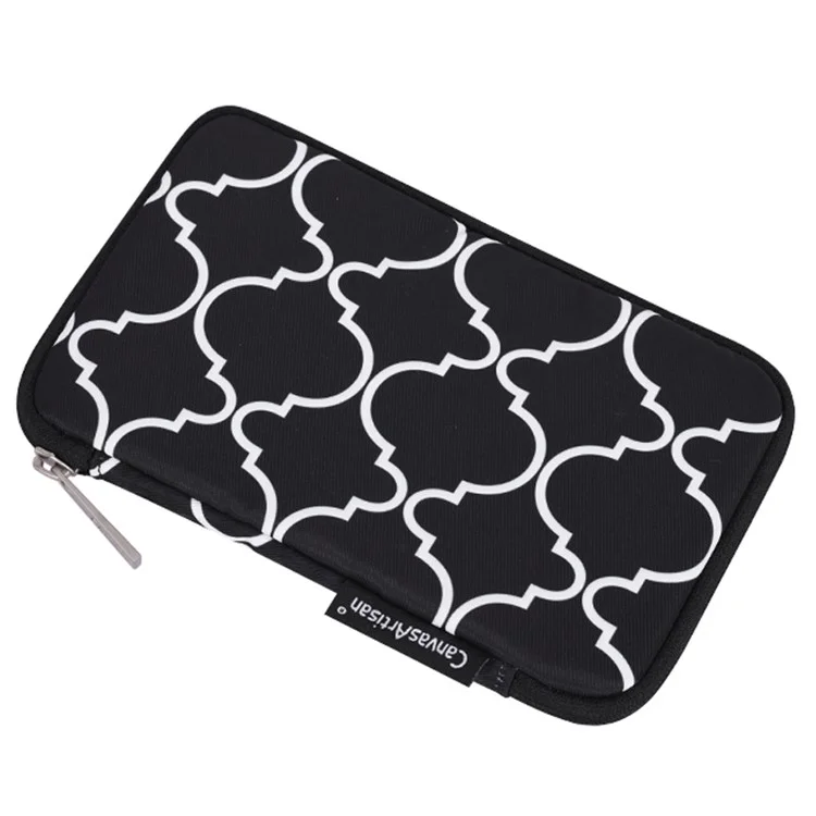CANVASARTISAN H39-S21 Polyester Grid Texture Printed Electronics Digital Accessories Storage Bag Pouch for USB Data Cable Headphone Charger - Black