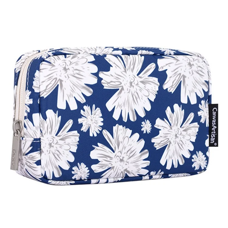 CANVASARTISAN H34-S11 Chrysanthemum Pattern Polyester Zipper Earphone Charger Mouse Case Digital Accessories Storage Bag