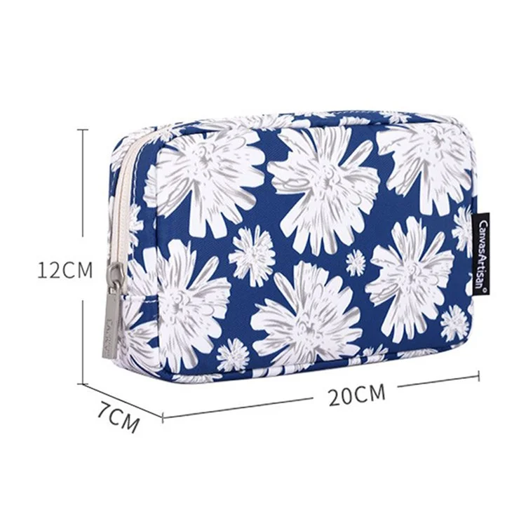 CANVASARTISAN H34-S11 Chrysanthemum Pattern Polyester Zipper Earphone Charger Mouse Case Digital Accessories Storage Bag