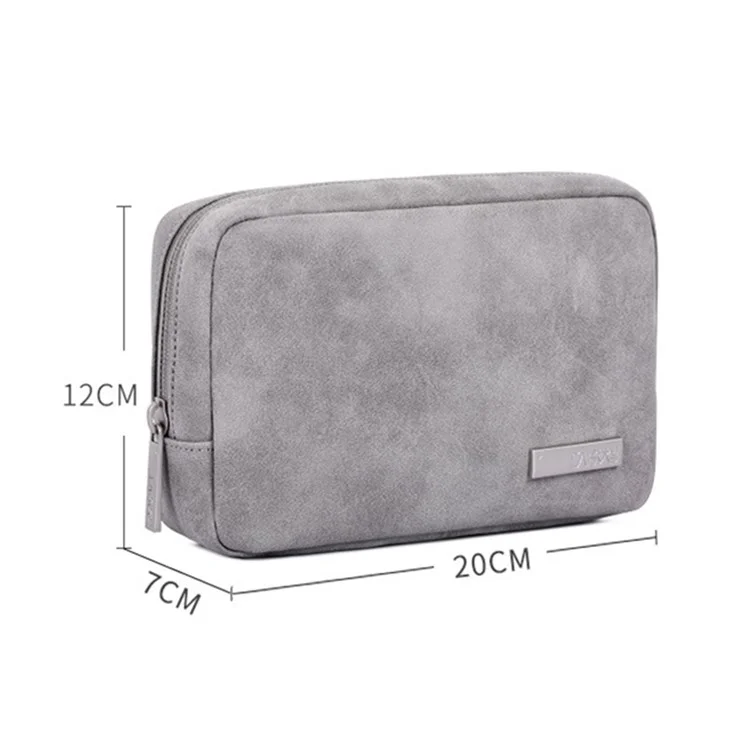 CANVASARTISAN L11-S11 Einfarbiger Telefon-Powerbank-Kopfhörerkasten Aufbewahrungstasche aus PU-Leder für digitales Zubehör - Grau