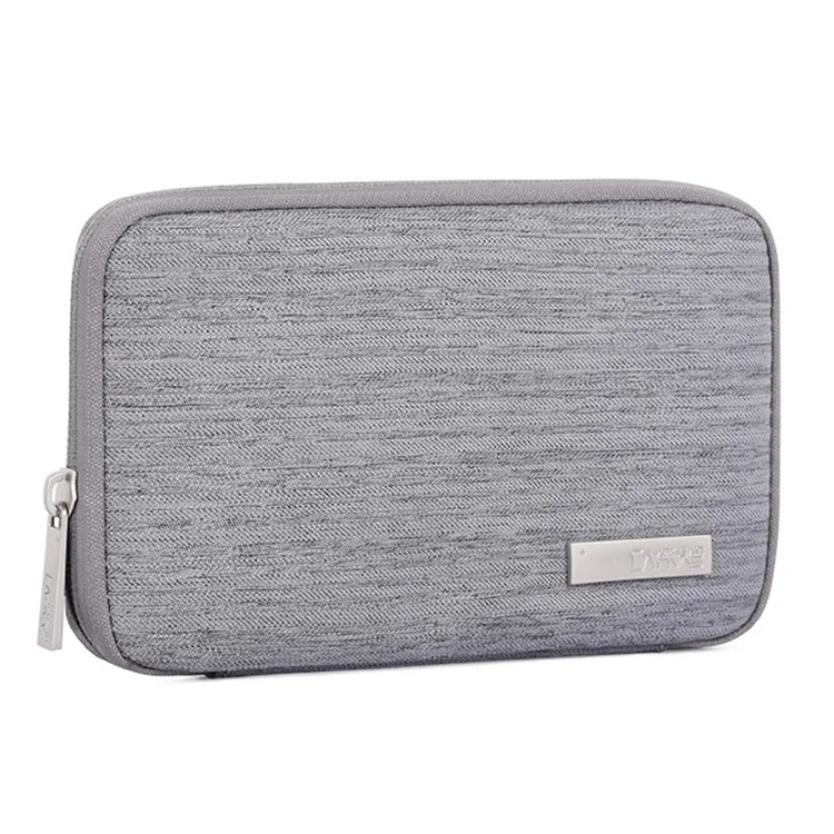 CANVASARTISAN L28-S21 Solid Color Cloth Texture Polyester Digital Accessories Organizer Storage Bag Case for Earphone Charger Mouse - Grey