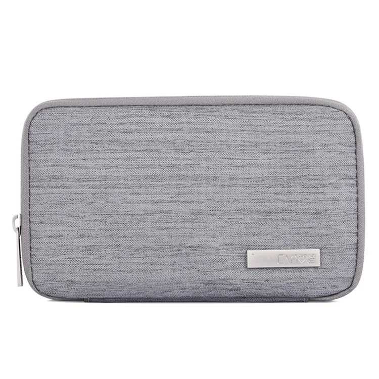 CANVASARTISAN L28-S21 Solid Color Cloth Texture Polyester Digital Accessories Organizer Storage Bag Case for Earphone Charger Mouse - Grey