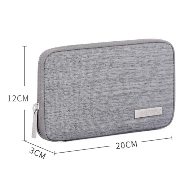 CANVASARTISAN L28-S21 Solid Color Cloth Texture Polyester Digital Accessories Organizer Storage Bag Case for Earphone Charger Mouse - Grey