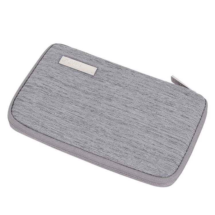 CANVASARTISAN L28-S21 Solid Color Cloth Texture Polyester Digital Accessories Organizer Storage Bag Case for Earphone Charger Mouse - Grey