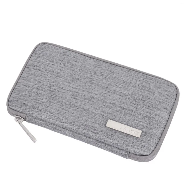 CANVASARTISAN L28-S21 Solid Color Cloth Texture Polyester Digital Accessories Organizer Storage Bag Case for Earphone Charger Mouse - Grey