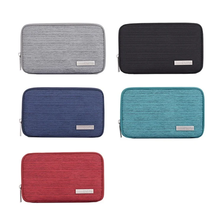 CANVASARTISAN L28-S21 Solid Color Cloth Texture Polyester Digital Accessories Organizer Storage Bag Case for Earphone Charger Mouse - Grey