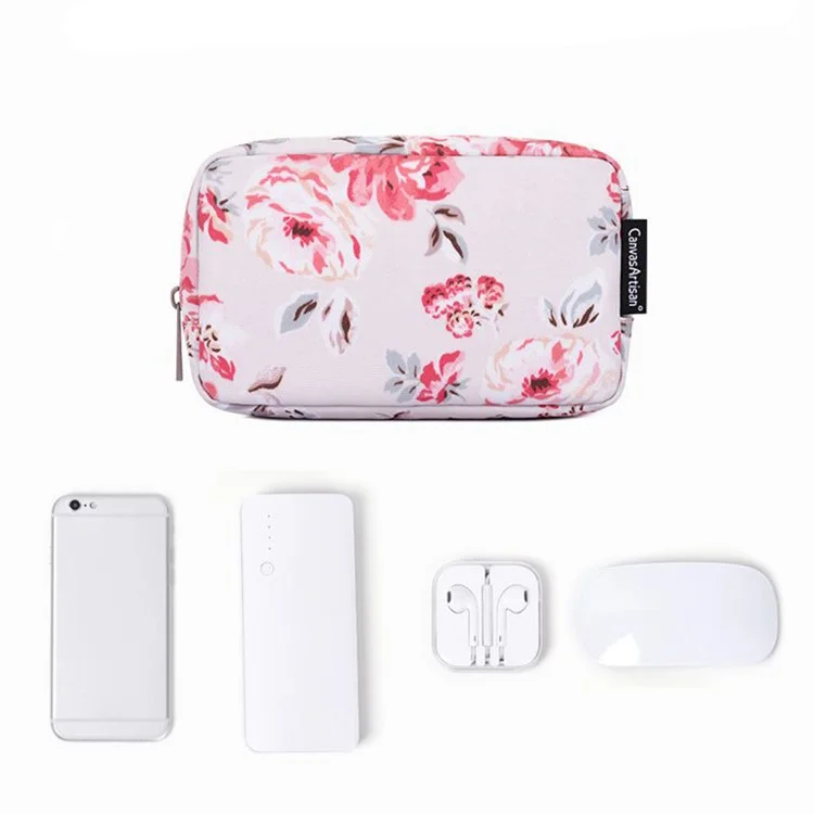 CANVASARTISAN H10-S11 Beautiful Flower Pattern Travel Cable Organizer Electronics Accessories Cases Storage Bag