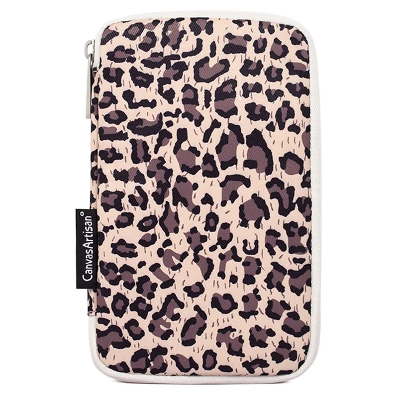 CANVASARTISAN H31-S21 Fashionable Leopard Pattern Digital Accessories Zipper Storage Case Phone Power Bank Mouse Carrying Bag - Brown