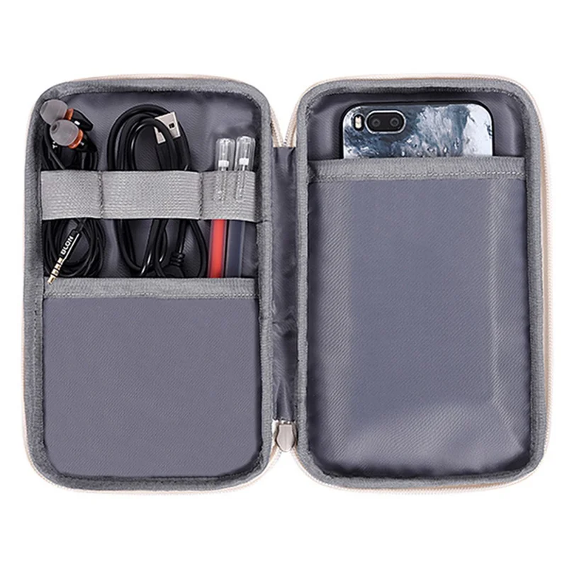 CANVASARTISAN H31-S21 Fashionable Leopard Pattern Digital Accessories Zipper Storage Case Phone Power Bank Mouse Carrying Bag - Brown