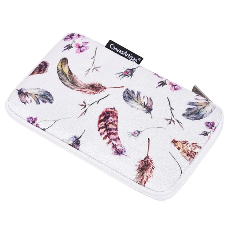 CANVASARTISAN H9-S21 Watercolor Feather Pattern Earphone Mouse Charger Digital Accessories Storage Bag Carrying Pouch