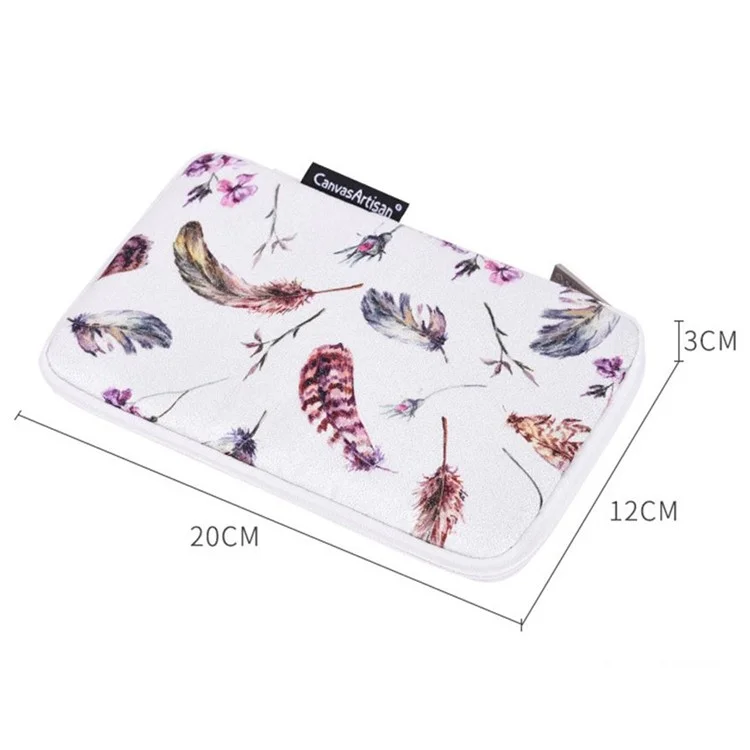 CANVASARTISAN H9-S21 Watercolor Feather Pattern Earphone Mouse Charger Digital Accessories Storage Bag Carrying Pouch