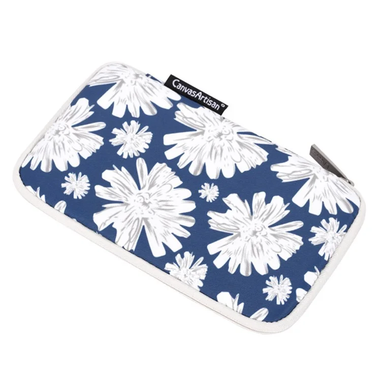 CANVASARTISAN H34-S21 Flower Pattern Mouse Charger Cable Digital Accessories Storage Bag Pouch 20x12x3cm