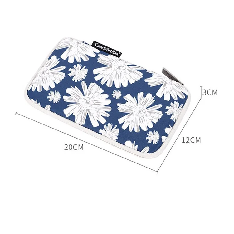 CANVASARTISAN H34-S21 Flower Pattern Mouse Charger Cable Digital Accessories Storage Bag Pouch 20x12x3cm