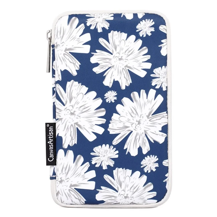 CANVASARTISAN H34-S21 Flower Pattern Mouse Charger Cable Digital Accessories Storage Bag Pouch 20x12x3cm