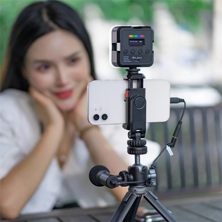 UURIG ST-06S Portable 360 Degrees Rotating Phone Holder Clip with Dual Cold Shoe Mount for Live Streaming Video Recording