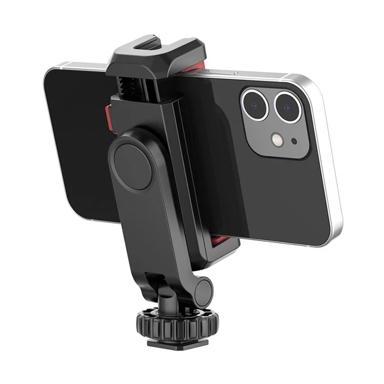 UURIG ST-06S Portable 360 Degrees Rotating Phone Holder Clip with Dual Cold Shoe Mount for Live Streaming Video Recording