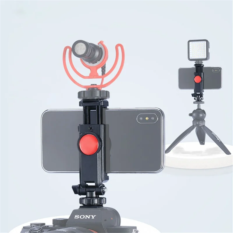 UURIG ST-06 Portable Rotatable Phone Holder Clip with Cold Shoe 1/4 Screw Hole Mount for Tripod Camera