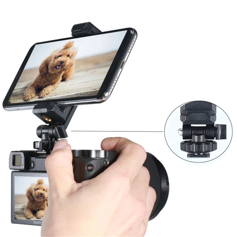UURIG ST-06 Portable Rotatable Phone Holder Clip with Cold Shoe 1/4 Screw Hole Mount for Tripod Camera